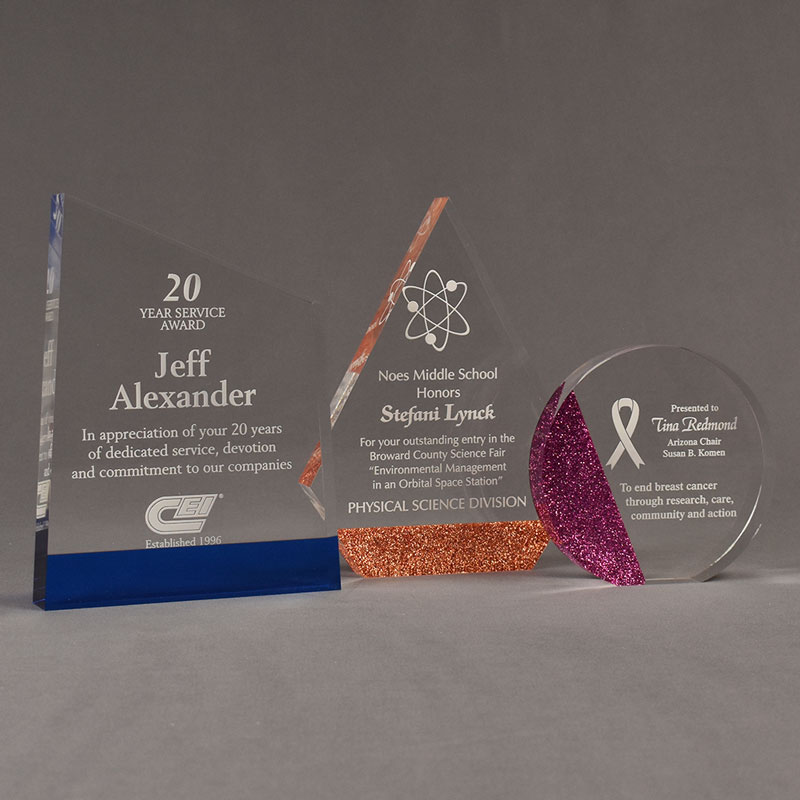 Grouping of ColorCast™ Acrylic Awards